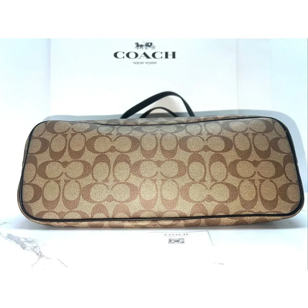 🔥🎁NWT! Coach Sig GALLERY Tote Handbag Khaki/Black Msrp:$378.00 - Picture 3 of 8